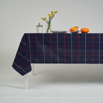 ผ้าปูโต๊ะ ผ้าคลุมโต๊ะ สี Oxford Checked ขนาด 145 x 240 cm